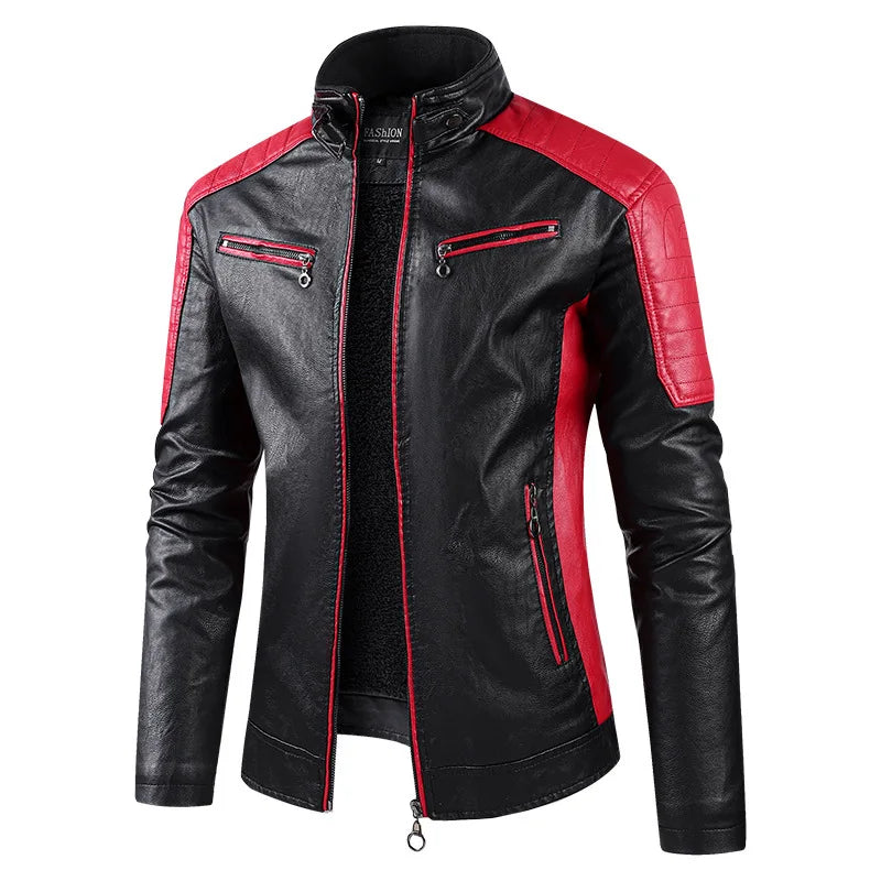 Veste Moto en Cuir pour Homme – Slim Fit, Polaire Hiver
