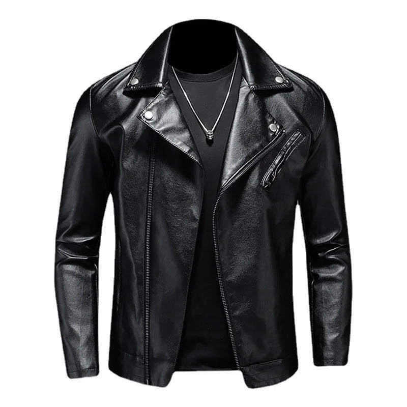 Veste en Cuir Noir Homme – Slim, Style Moto & Biker