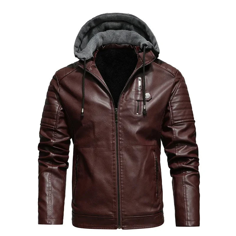Veste  en Cuir Moto Homme Coupe Slim – Fourrure Intérieure