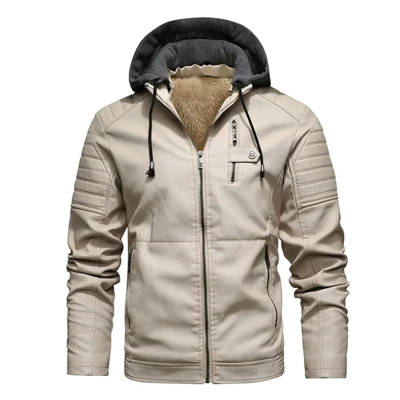 Veste  en Cuir Moto Homme Coupe Slim – Fourrure Intérieure