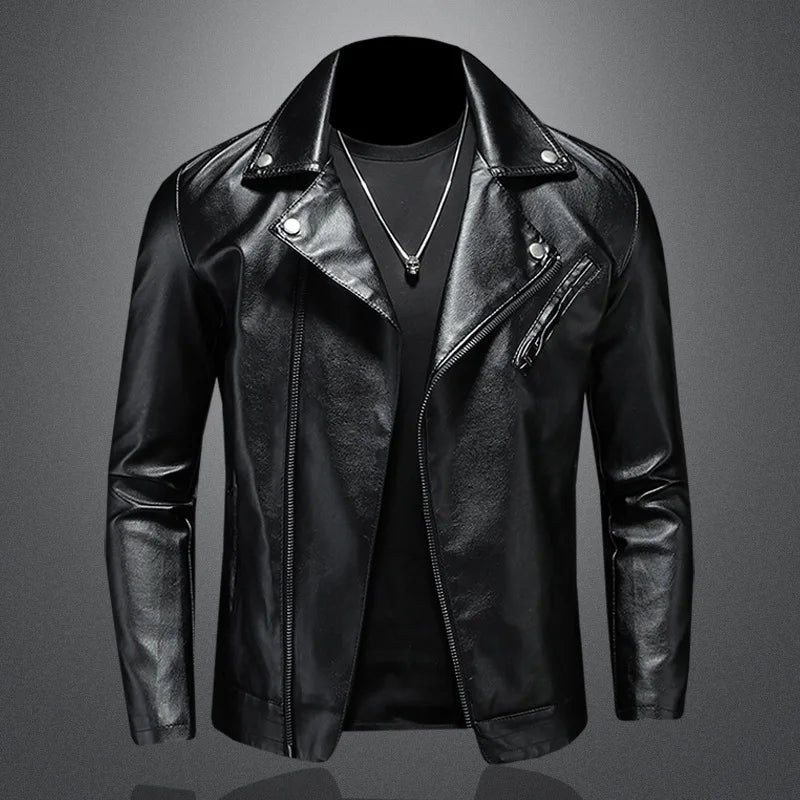 Veste en Cuir Noir Homme – Slim, Style Moto & Biker