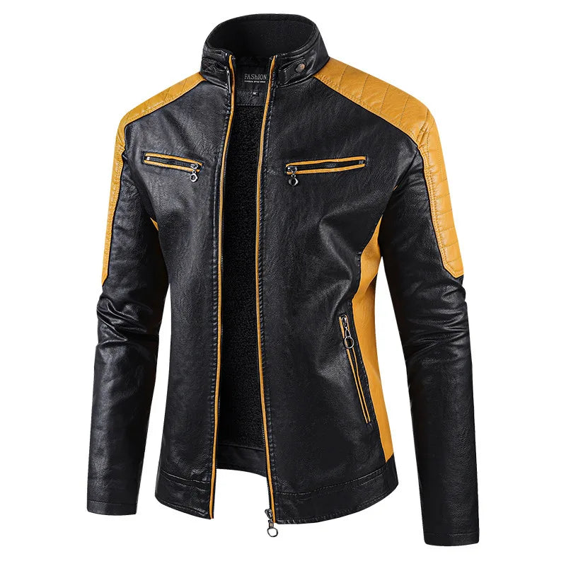 Veste Moto en Cuir pour Homme – Slim Fit, Polaire Hiver