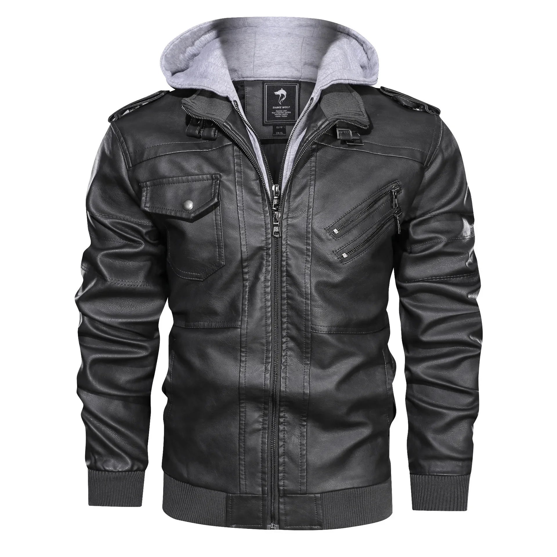Veste Homme Style Biker en Similicuir avec Capuche – Coupe Slim