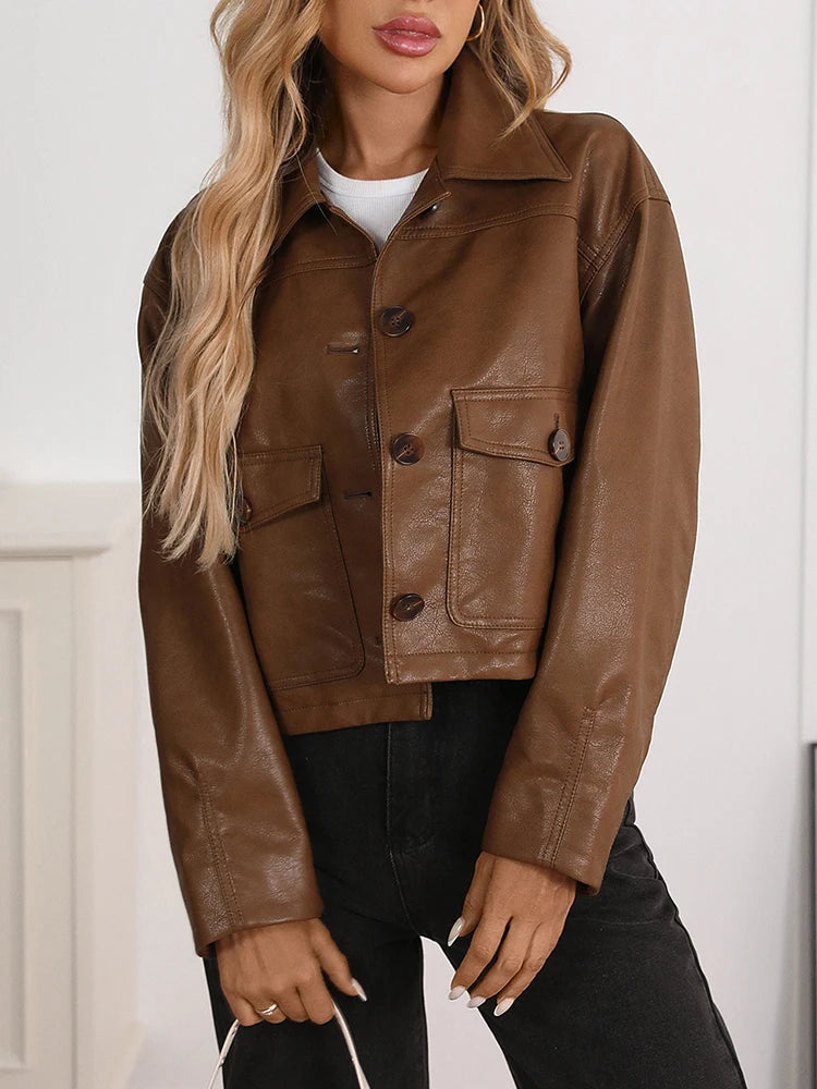 Veste en Simili Cuir Vintage Femme – Style Streetwear