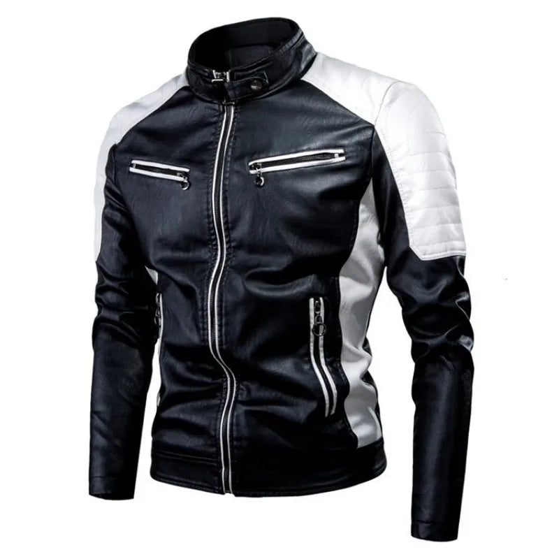 Blouson en Cuir Homme – Style Moto, Slim Fit, Mode Automne