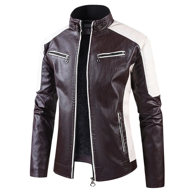 Veste Moto en Cuir pour Homme – Slim Fit, Polaire Hiver