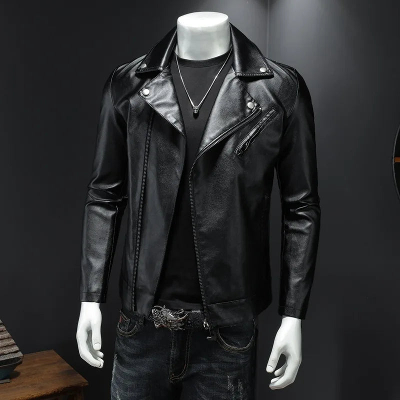 Veste en Cuir Noir Homme – Slim, Style Moto & Biker