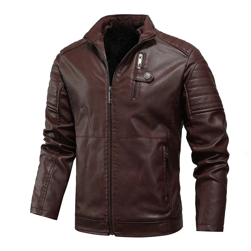 Veste en Cuir Moto Homme Fourrure Intérieure – Confort Hiver
