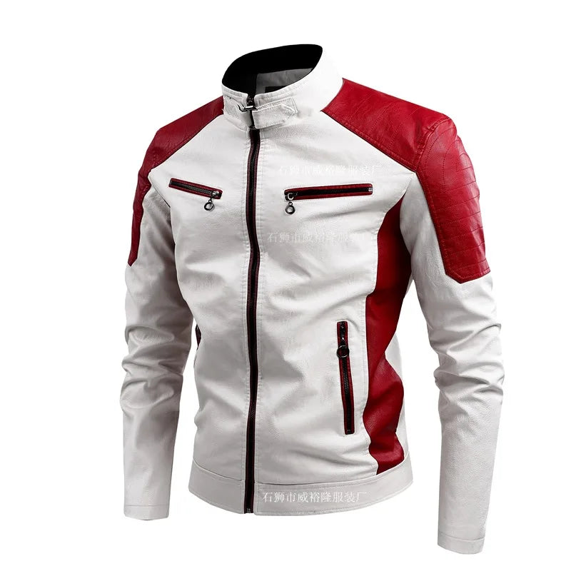 Blouson en Cuir Homme – Style Moto, Slim Fit, Mode Automne