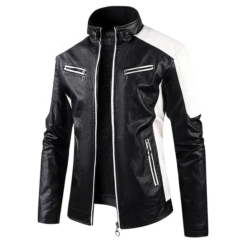Veste Moto en Cuir pour Homme – Slim Fit, Polaire Hiver