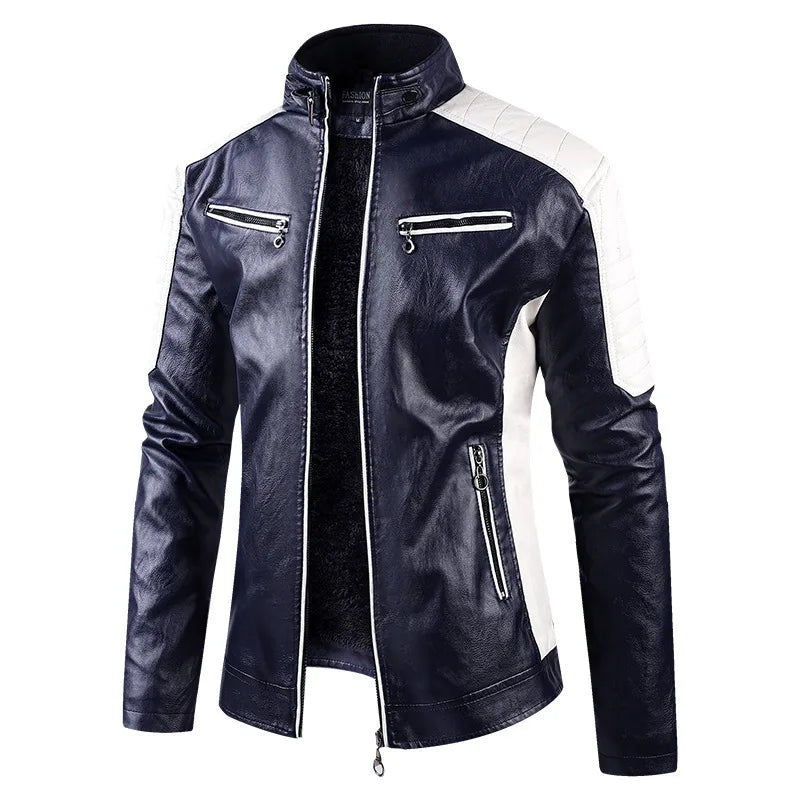 Veste Moto en Cuir pour Homme – Slim Fit, Polaire Hiver