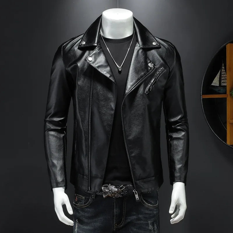 Veste en Cuir Noir Homme – Slim, Style Moto & Biker
