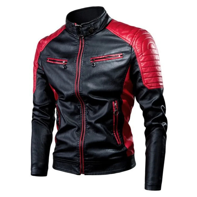 Blouson en Cuir Homme – Style Moto, Slim Fit, Mode Automne