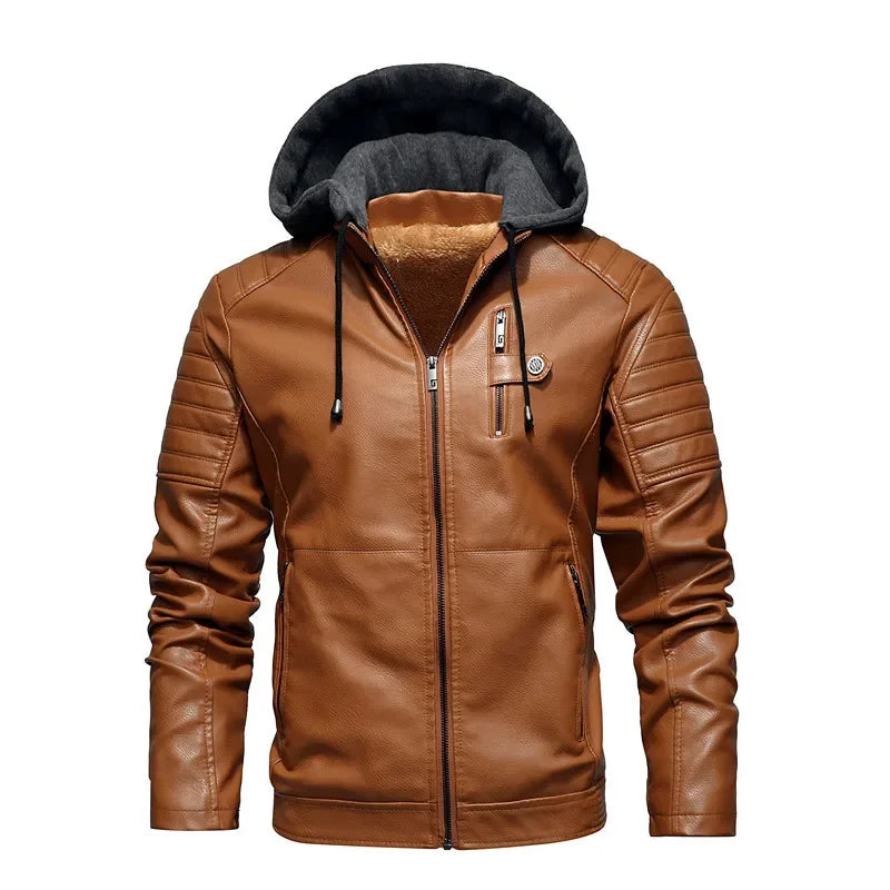 Veste  en Cuir Moto Homme Coupe Slim – Fourrure Intérieure