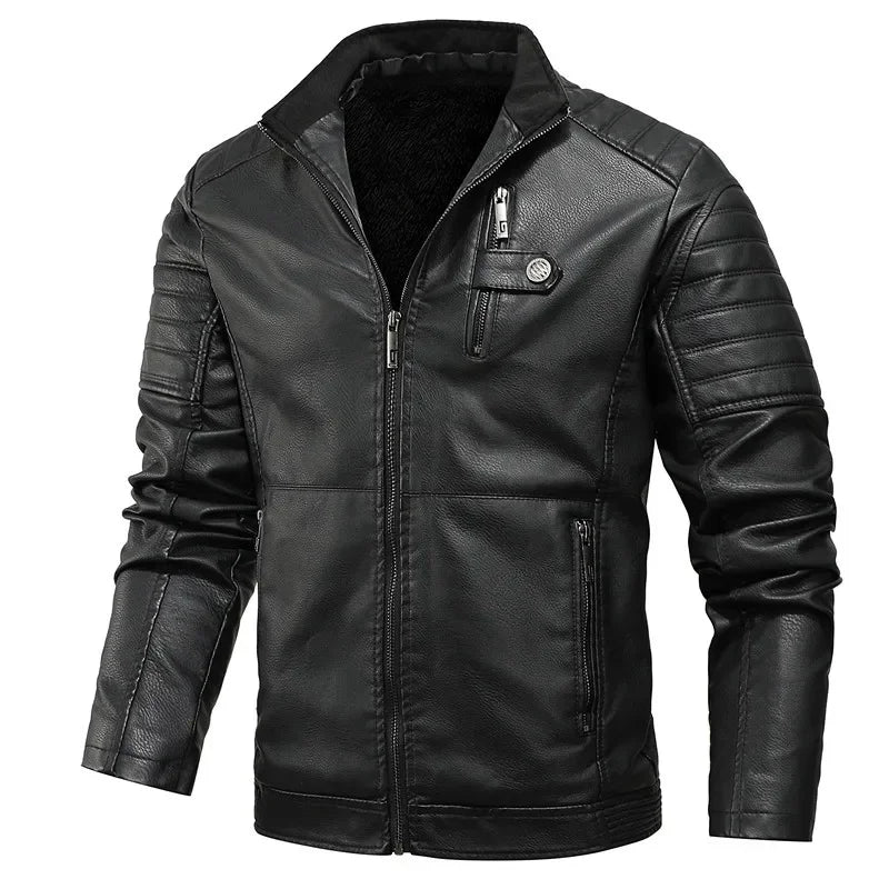 Veste en Cuir Moto Homme Fourrure Intérieure – Confort Hiver