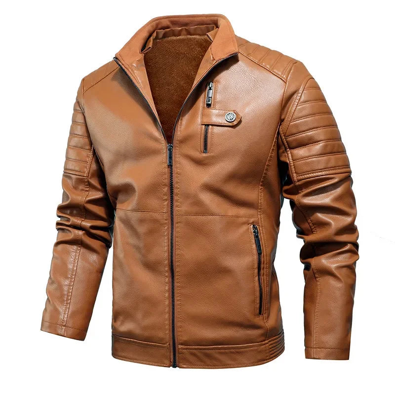 Veste en Cuir Moto Homme Fourrure Intérieure – Confort Hiver