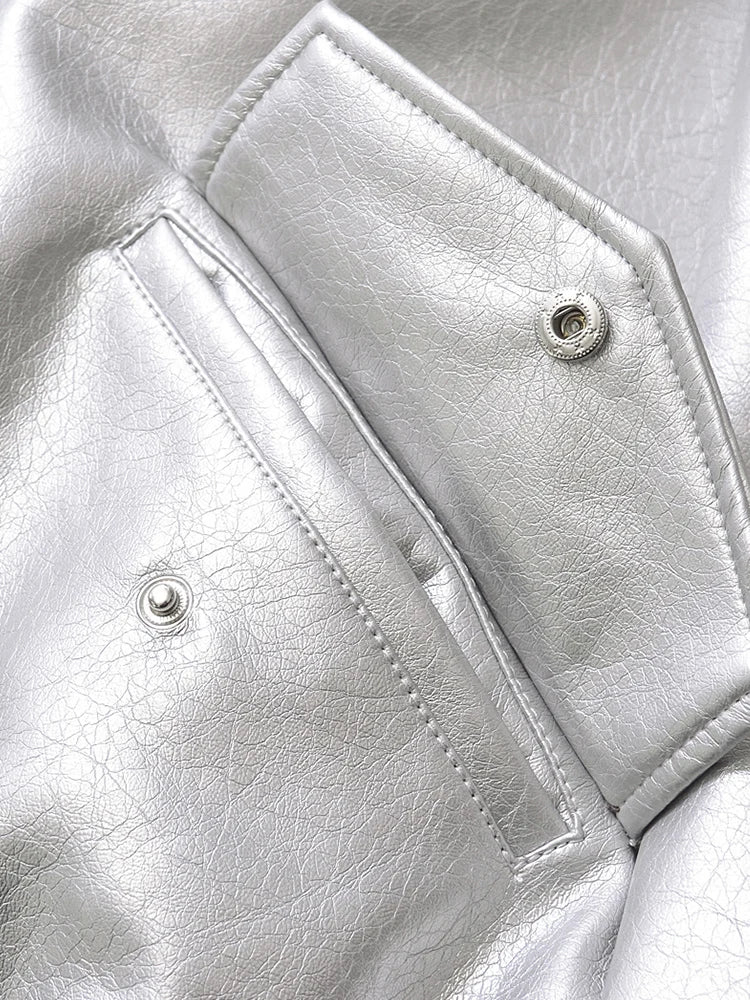 Veste en Simili Cuir Zippée Rétro Vintage pour Femme