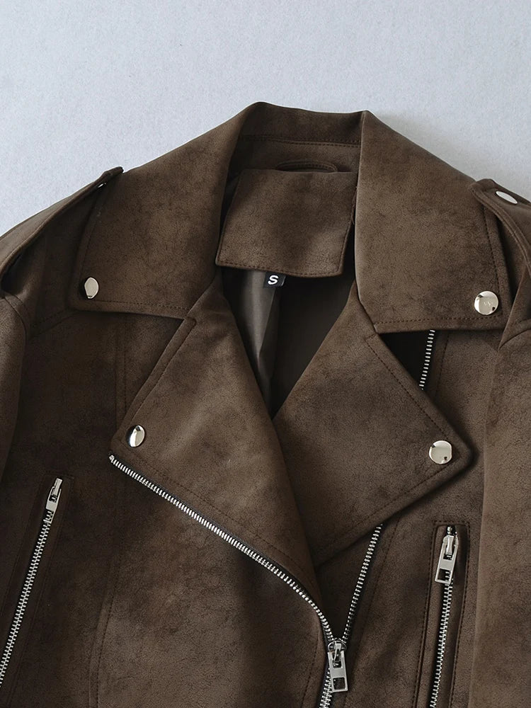 Veste en Cuir Ceinturée Femme – Style Ancien Rétro