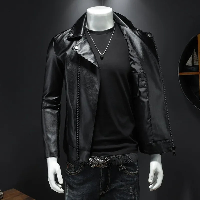 Veste en Cuir Noir Homme – Slim, Style Moto & Biker